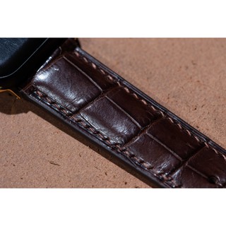 Dây đồng hồ da cá sấu basic handmade màu nâu