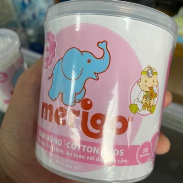 Tăm bông trẻ em Merigo Bông Bạch Tuyết hũ lớn 330 cái
