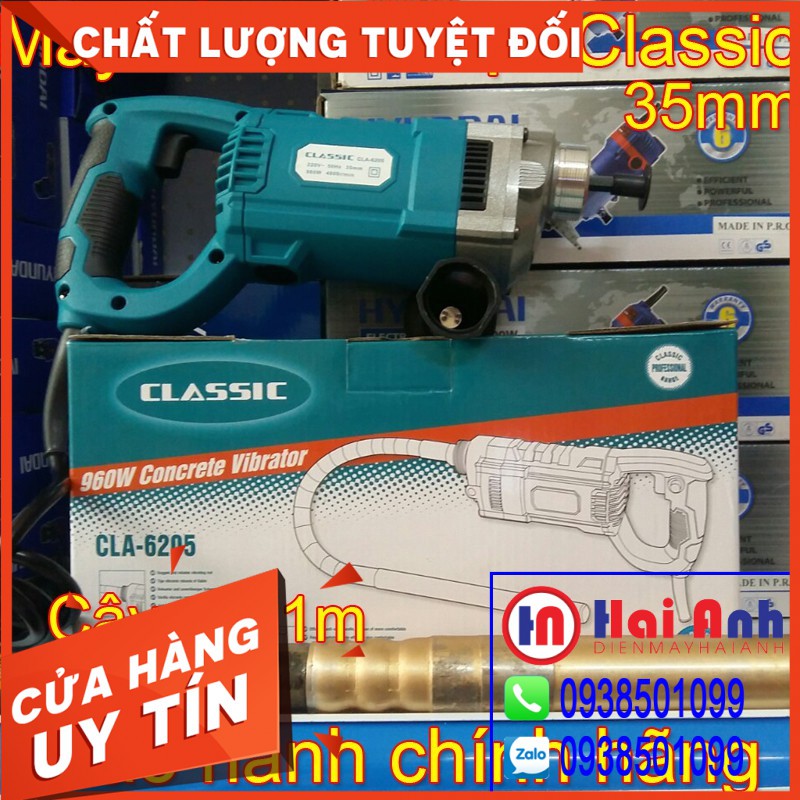 Máy đầm dùi đầm rung bê tông cầm tay chạy điện Classic CLA6205 cây dùi 1 mét, động cơ dây đồng, BH 6 tháng