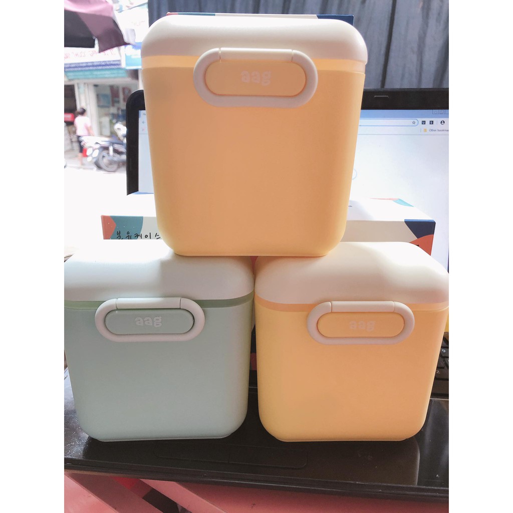 Hộp đựng sữa bột đồ ăn dặm aag hàn quốc khối lượng 320g.
