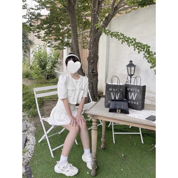 Set áo croptop cổ tròn tay bồng+váy xoè xinh xắn phong cách ulzzang SAM SAM BOUTIQUE