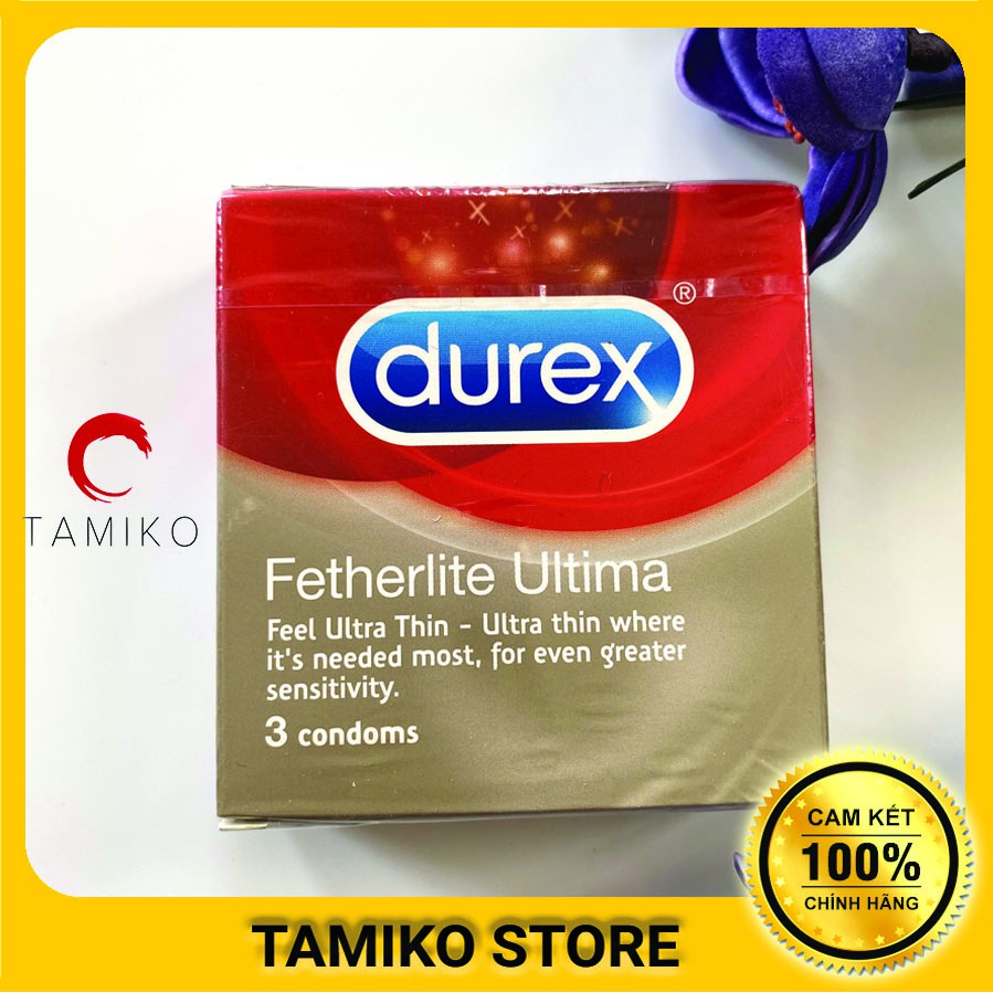 Bao cao su Durex Fetherlite Untima Siêu Mỏng Trơn- Hộp 3 cái Chính Hãng Xuất xứ Anh