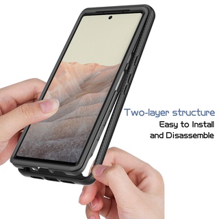 Google Pixel 5 6 7 Pro 6A 5A 4A 5G Casing 3 in 1 Luxury Shockproof Armor Case Front Back Double Protection Transparent Hard Soft silicone Phone Protective Back Cover
