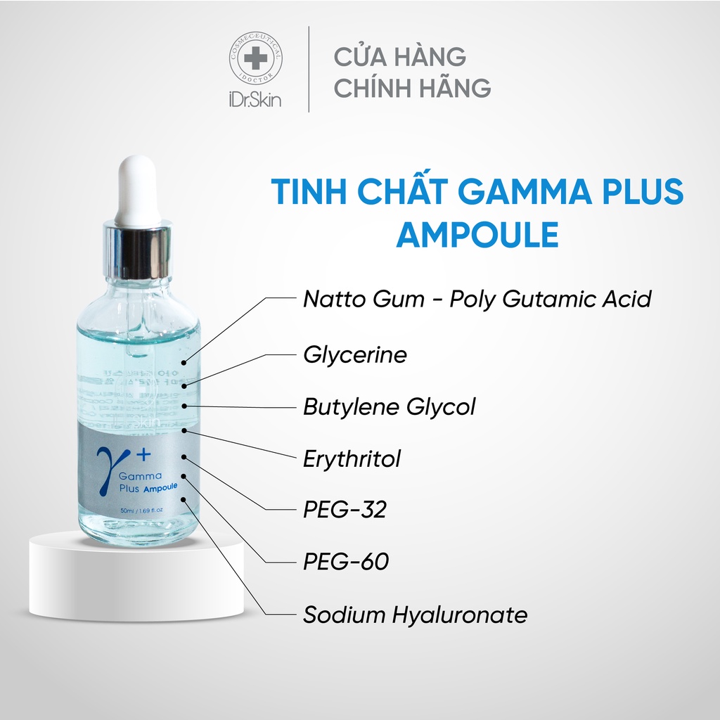 [Tặng xịt dưỡng] Tinh chất dưỡng ẩm IDr.Skin Gamma Plus Ampoule giúp trắng sáng mềm mịn da 50ml