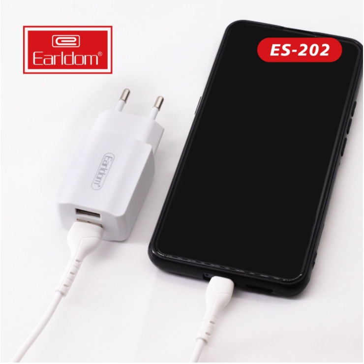 Củ sạc 2 cổng USB Earldom ES-202 thiết kế chắc chắn với 2 cổng usb công suất 12W