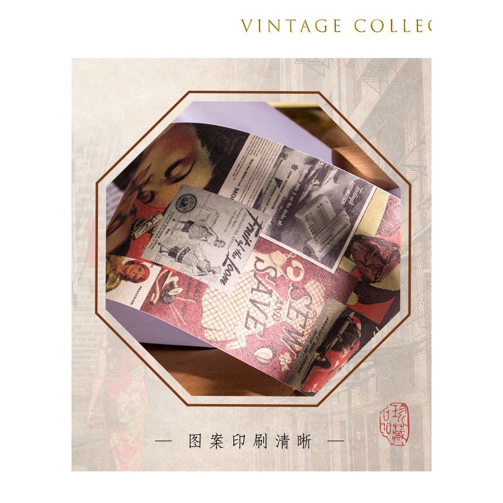 Sticker họa tiết giấy báo cũ trang trí sách ảnh DIY vintage,  bullet journal