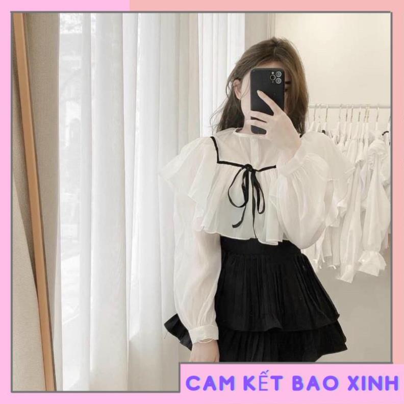 ÁO SƠ MI PHỐI VIỀN CÔNG CHÚA XINH [Hàng Siêu Cấp]