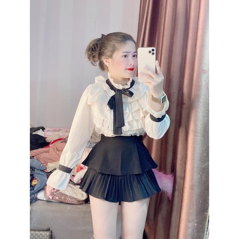 MÃ  CHÂN VÁY CÓ QUẦN XẾP LY 2 TẦNG