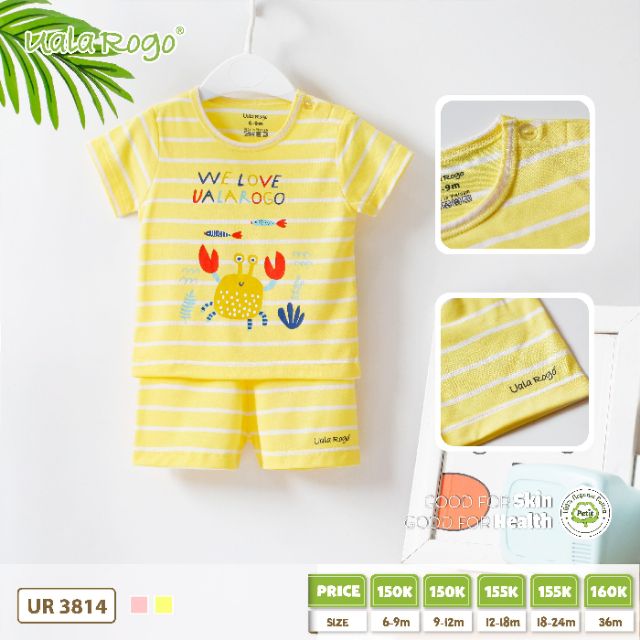 UALA ROGO- Bộ cộc tay Bamboo sợi tre hè siêu mềm mịn cho bé