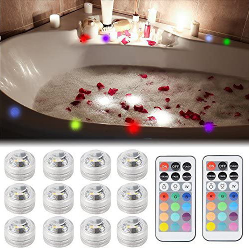 Bộ 12 đèn Led chống thấm nước trang trí bể cá cảnh kèm điều khiển từ xa chất lượng cao