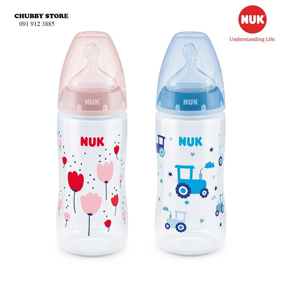 [CHUBBYSHOP] Bình sữa cảm biến nhiệt cho bé Nuk PP dung tích 150ml và 300ml