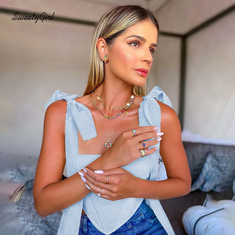 Áo Hai Dây Màu Trơn Xinh Xắn Thời Trang Cho Nữ