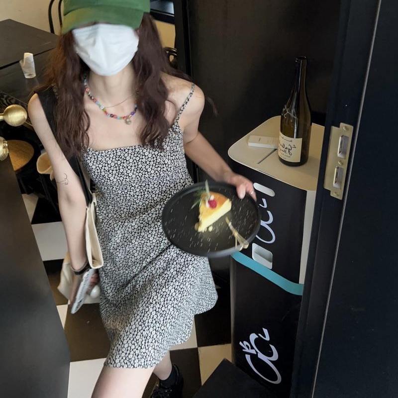 Đầm Hoa Hai Dây Thời Trang Mùa Hè Hàn Quốc Cổ Điển Dành Cho Nữ