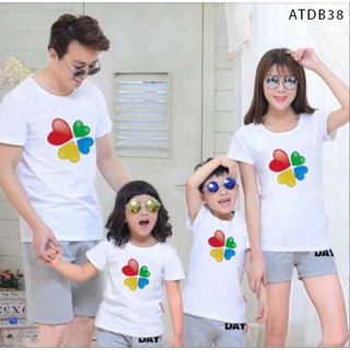 ÁO THUN ĐI BIỂN CHO GIA ĐÌNH IN HÌNH 4 TRÁI TIM MÀU SẮC SIÊU HOT ĐỦ MÀU ĐỦ SIZE - ATDB38