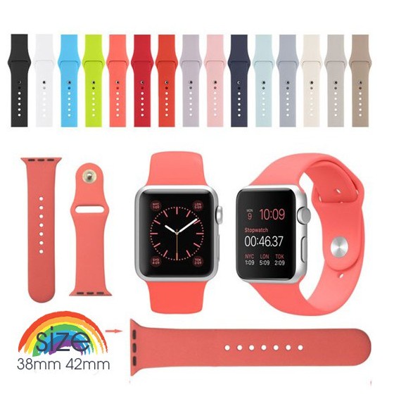 Dây đeo đồng hồ thời trang cao su màu Cầu Vồng phụ kiện cho apple watch series T500/3/4/5/6/38mm/40mm/44mm Cao Cấp