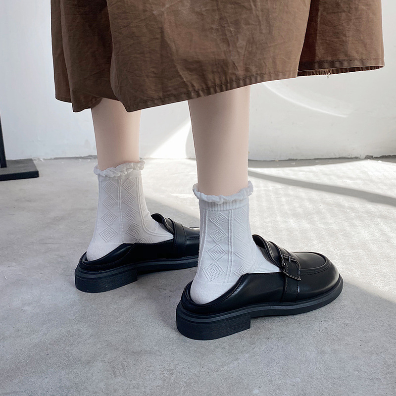 Giày Da PU Đế Bằng Phong Cách Retro Thời Trang 2021 Cho Nữ | BigBuy360 - bigbuy360.vn