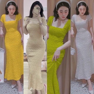ĐẦM MIDI XỐP CỔ U ĐUÔI CÁ (KÈM VIDEO HÌNH THẬT)