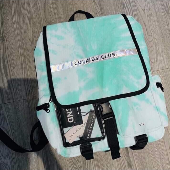 Balo colkids club ss3 (Màu Xanh Loang custom Tie dye Mint) (full Tag + giấy thơm)