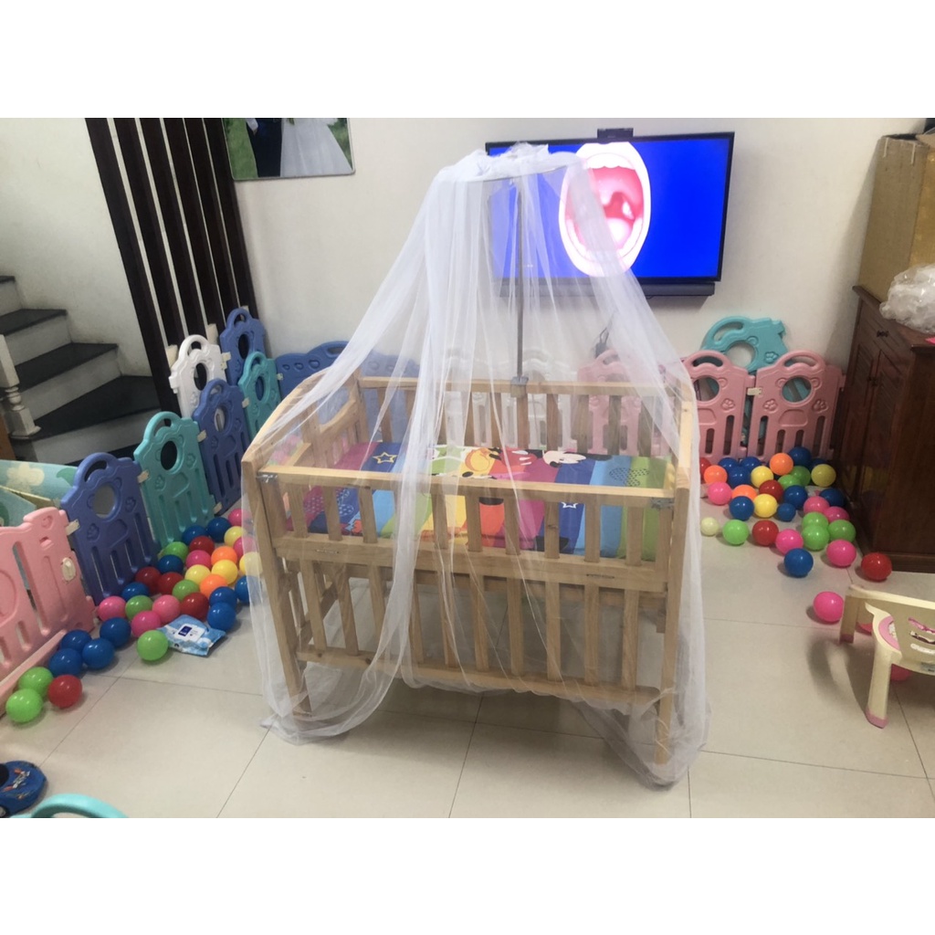 Giường cũi cho bé giá rẻ, gỗ thông, cũi hai tầng, cũi ghép sát được giường bố mẹ, giường cũi cũ nhưng còn mới trên 95%