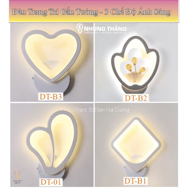 9 Mẫu - Đèn Trang Trí Gắn Tường Decor - 3 Chế Độ Ánh Sáng - Thiết Kế Sang Trọng, Hiện Đại, Thích Hợp Với Nhiều KhôngGian
