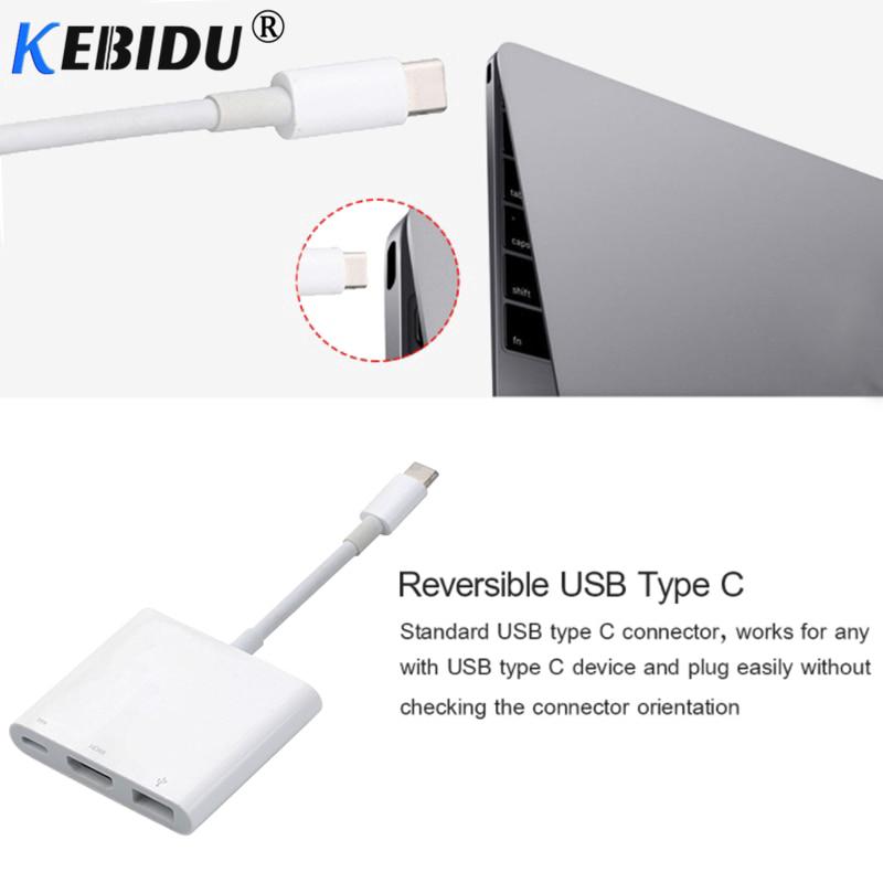 Hub chuyển đổi USB C sang HDMI + cổng sạc Type C + USB 3.0