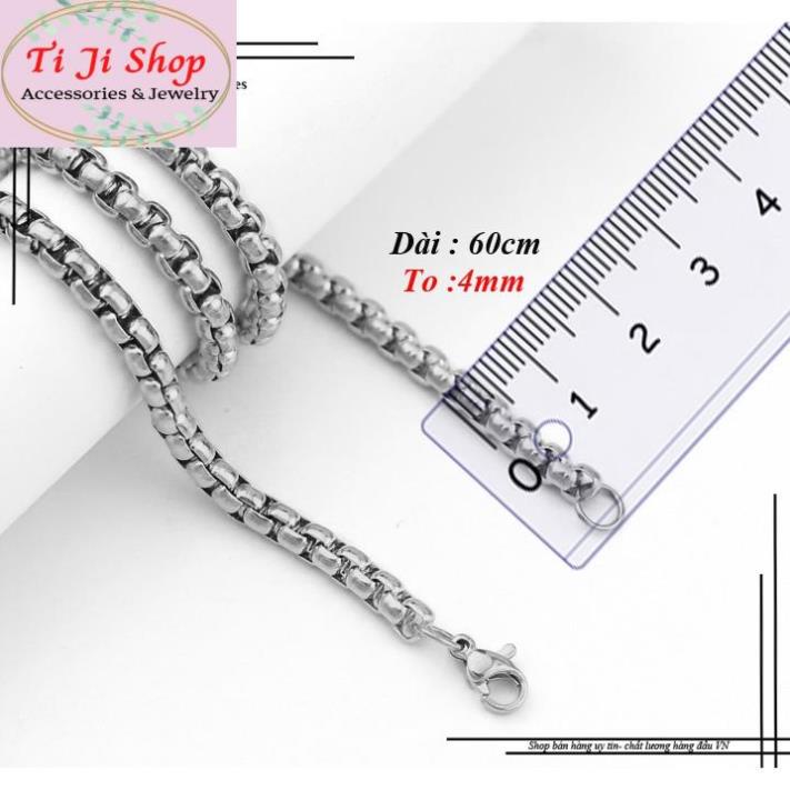 Dây chuyền inox nam kiểu bông dừa khít 4mm đẹp, không đen, không gỉ, chuẩn thời trang