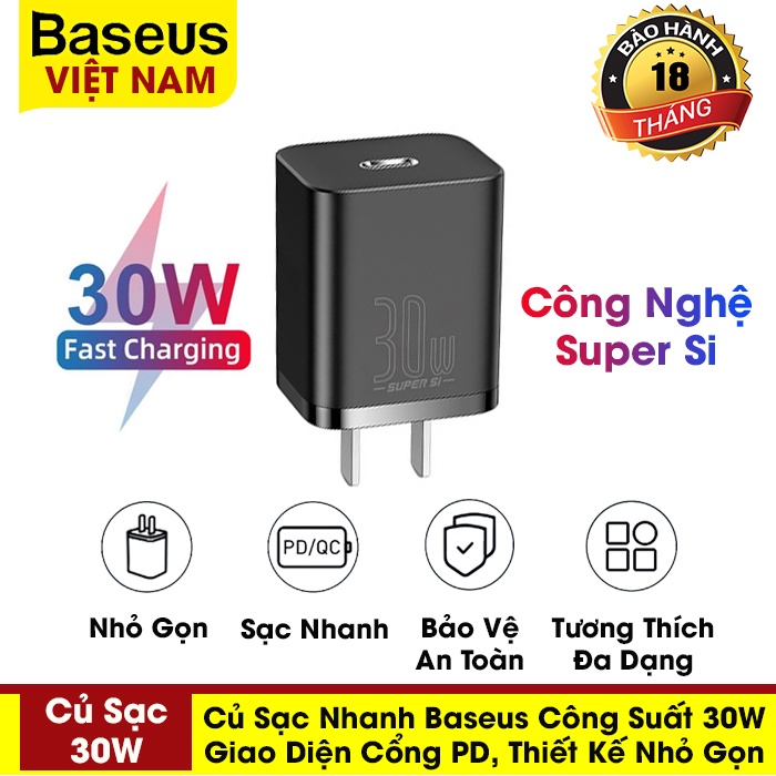 Củ sạc nhanh Baseus Super Si Quick Charger 30W
