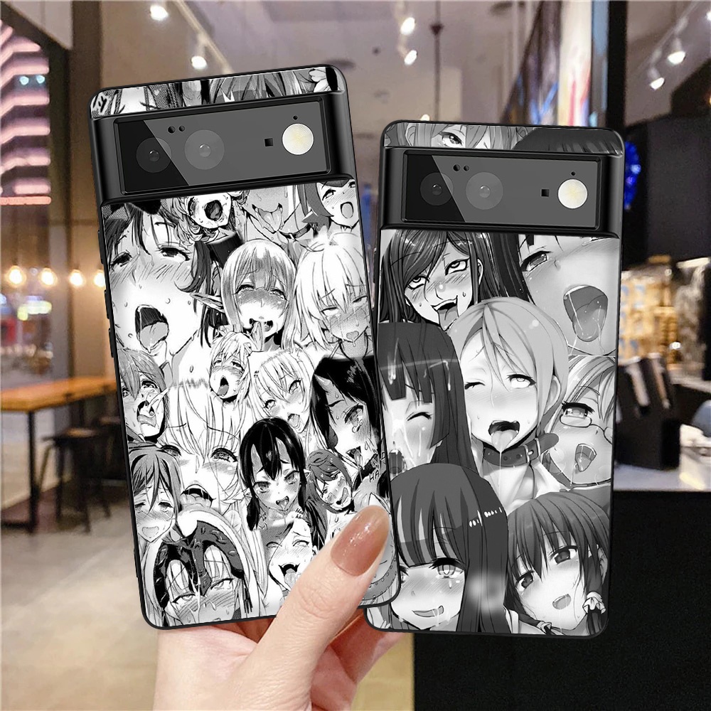 Ốp điện thoại nhựa mềm màu đen hình cô gái anime cho Google pixel 2xl 3a xl 4xl 5 6 pro