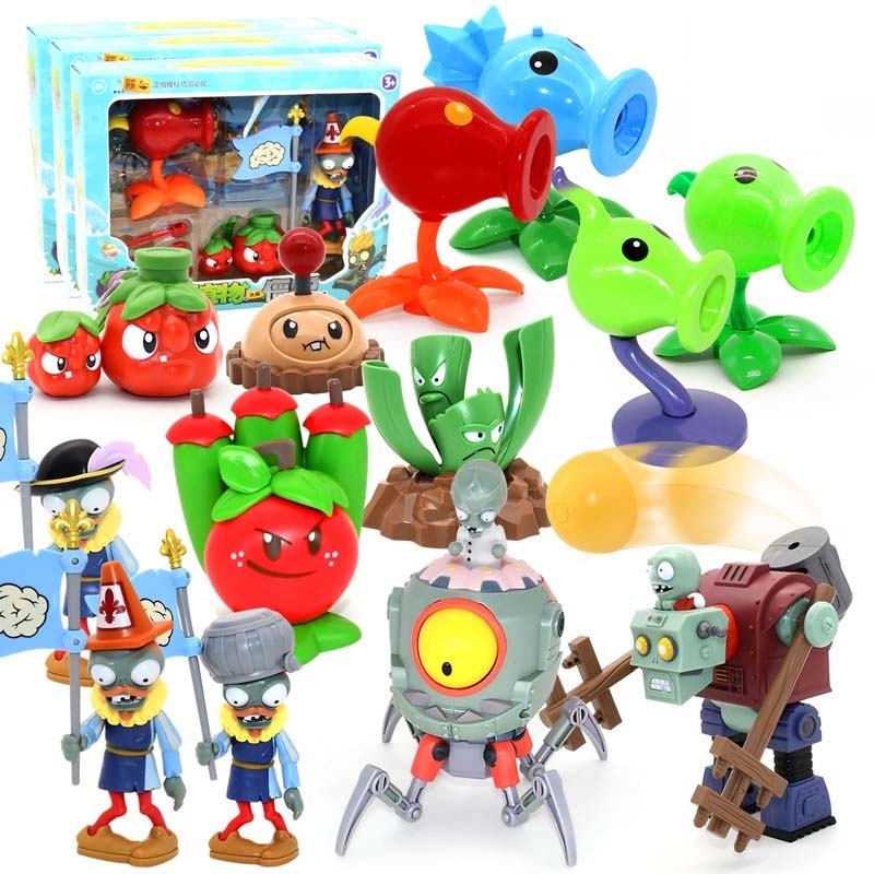 New Plants vs. Zombies 2 Battle Game Character Celery Lurking Noble Zombie Mecha Giant Machine Gun Children's Birthday Gift Toy Set