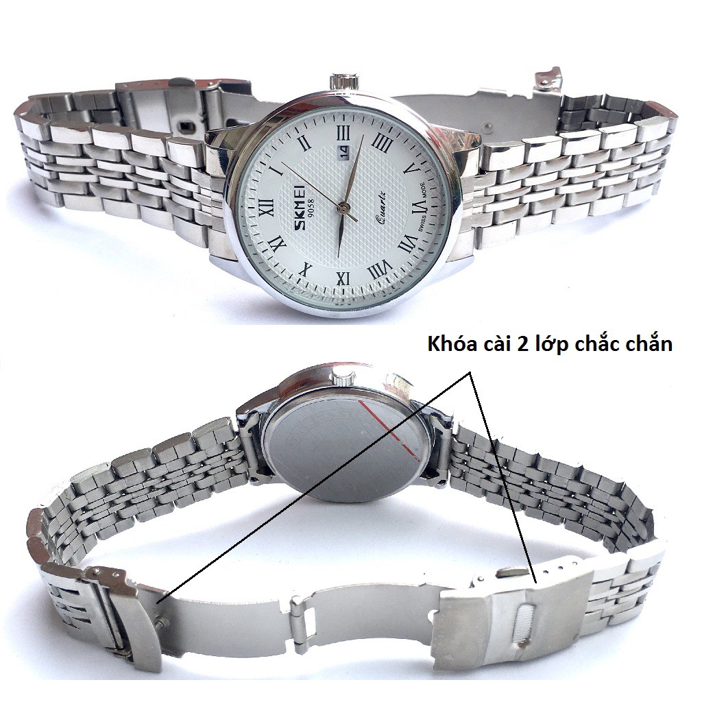 (CHÍNH HÃNG) đồng hồ nam chính hãng Skmei, dây thép chống rỉ 316l, kính cong saphire, chống nước tốt 3ATM