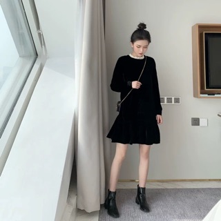 Váy Nhung cổ nơ