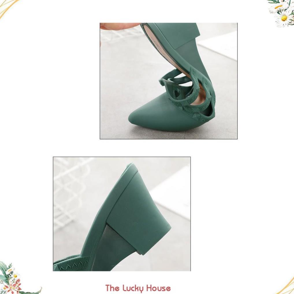 Giầy sục cao gót nữ đi mưa, dạo phố êm chân kiểu dáng dễ thương DN16