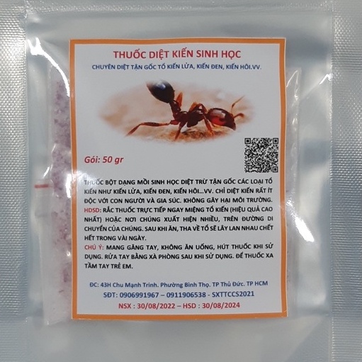 Bột sinh học chuyên dụng diệt tổ kiến lửa, kiến đen, kiến hôi.vv(Tùy chọn 50gr hoặc 100gr) TẶNG KHẨU TRANG
