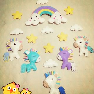 Combo vải nỉ cứng và phụ kiện, bông nhồi làm treo nôi cho bé yêu