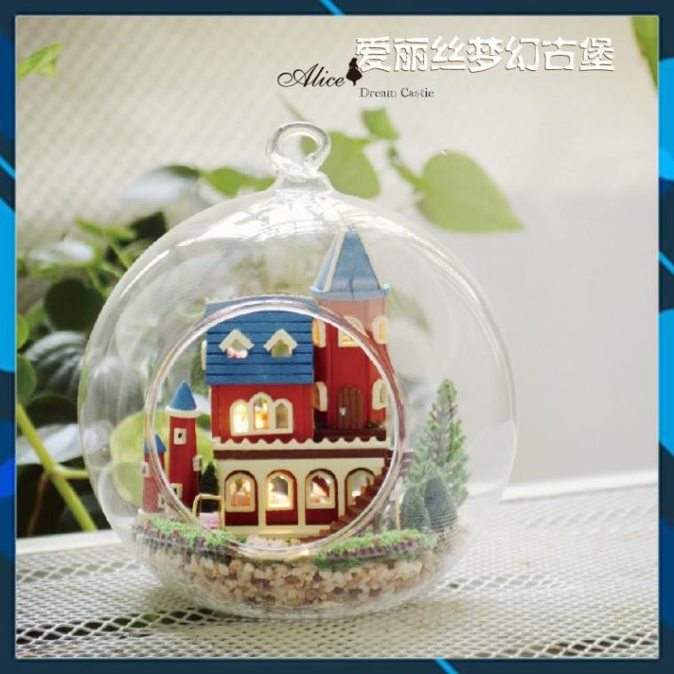 Mô hình nhà búp bê gỗ DIY Nhà Búp Bê - Glass Ball Có Đèn Alice Dream Castle Toy World