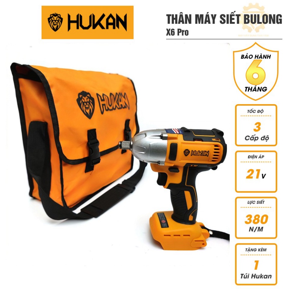 Thân máy siết bulong HUKAN X6 Pro động cơ nguyên khối lực siết 380N/m