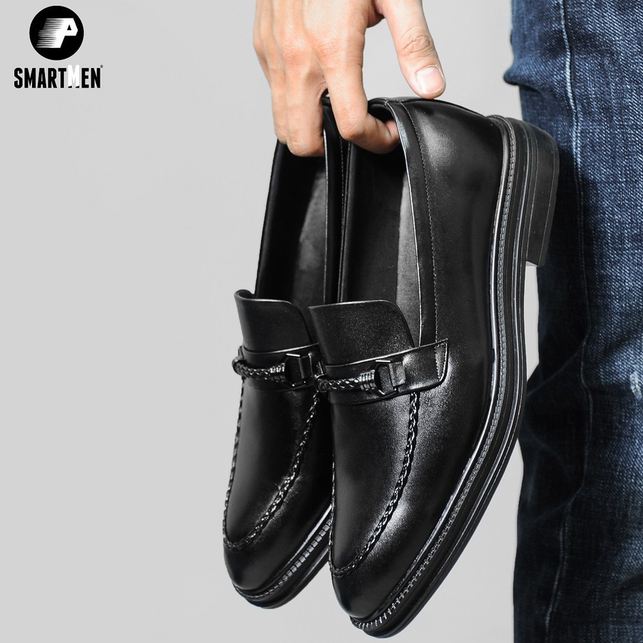 Giày lười công sở SMARTMEN tăng chiều cao màu đen GL-12Đ