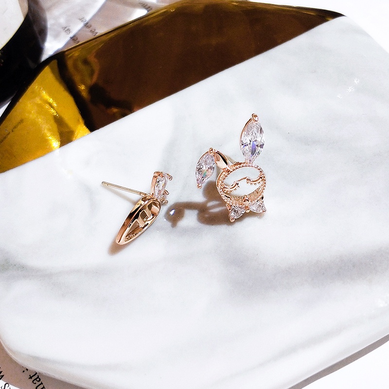 Khuyên tai JIUDUOLAN không gây dị ứng thiết kế thỏ và cà rốt đính đá zircon nhân tạo thời trang thanh lịch cho nữ