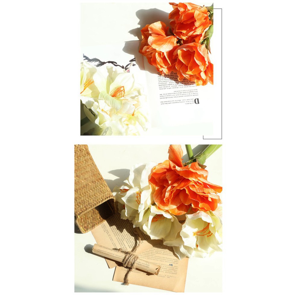 [MIỄN PHÍ VẬN CHUYỂN] Hoa lụa cành hoa amaryllis đẹp sang trọng quý phái hoa decor trang trí hoa cưới hoa sự kiện