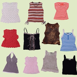 Áo hai dây, áo gile, tanktop len móc, len lưới mongtoghi vintage