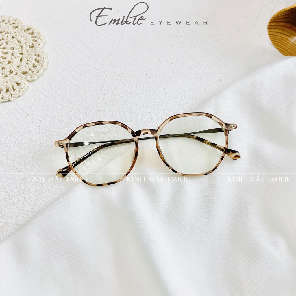 Gọng nhựa tròn nam nữ góc cạnh mảnh nhẹ nhựa dẻo hàng cao cấp Kính mắt Emilie phụ kiện thời trang 7140
