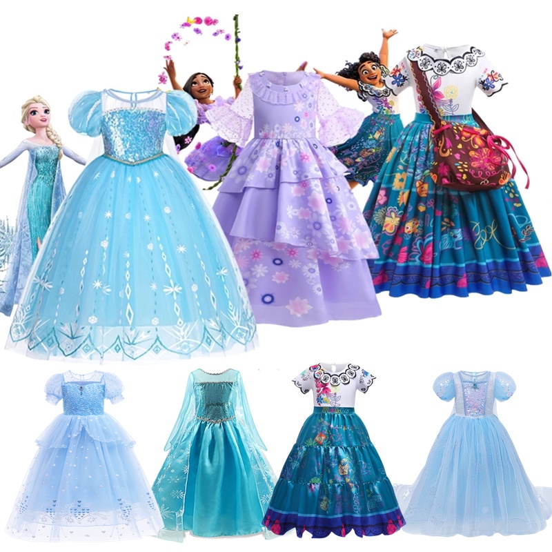 Đầm Hóa Trang Công Chúa Anna Elsa Trong Phim Frozen 1 & 2 Cho Bé Gái