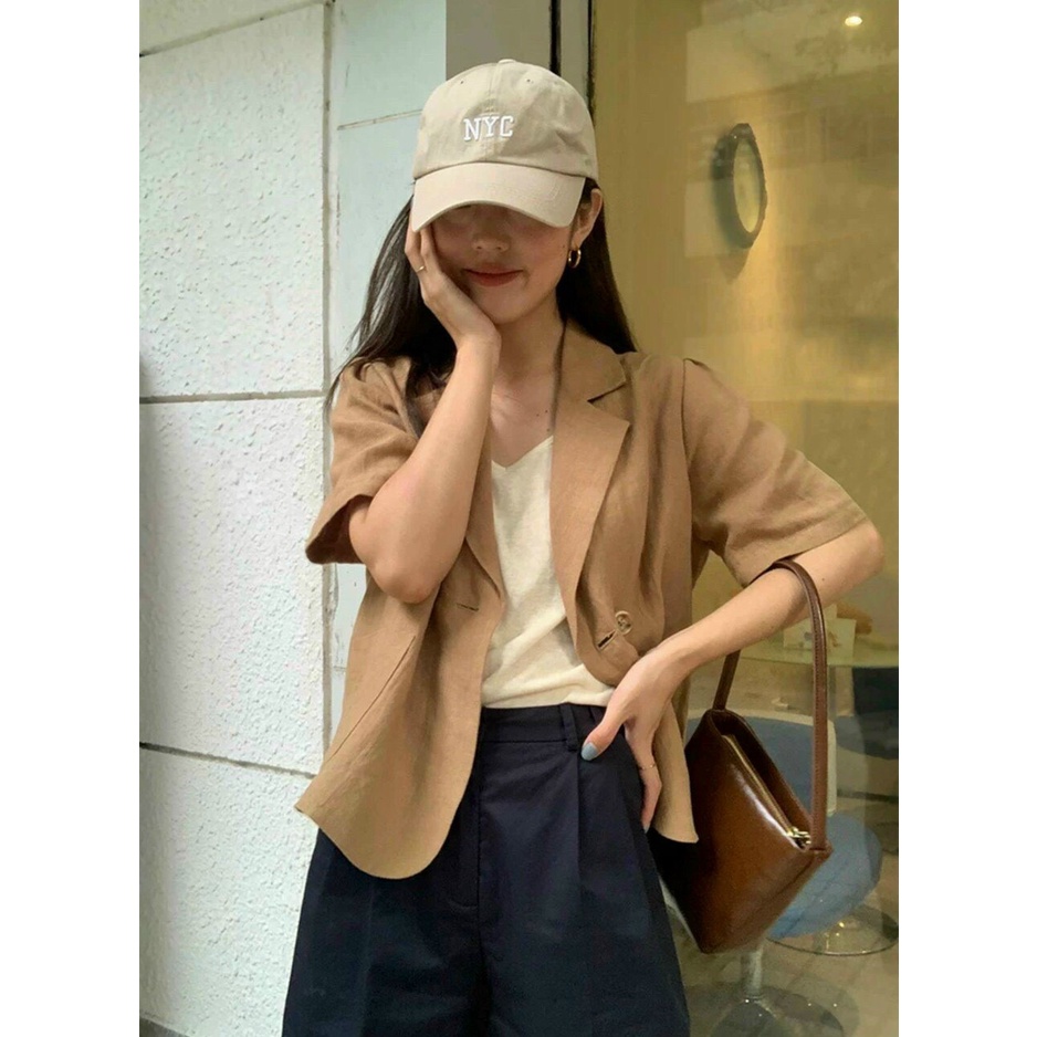 Áo Blazer ngắn tay bồng 2 cúc