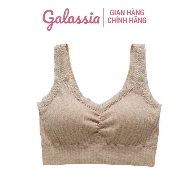 Áo bra nữ 2 dây croptop thể thao hở lưng tập gym không gọng dây đệm mỏng chính hãng Galassia