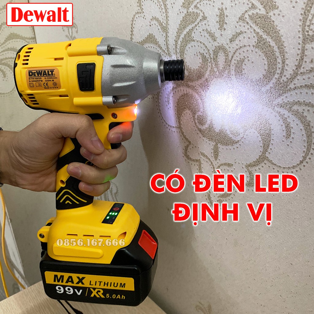 [ FREESHIP ] Máy chuyên bắt vít DEWALT 99V - Bắn Vít dùng Pin 10 CELL - 100% Lõi Đồng - KHÔNG CHỔI THAN