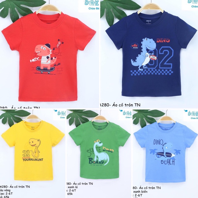 Áo phông cổ tròn bé trai Dokma