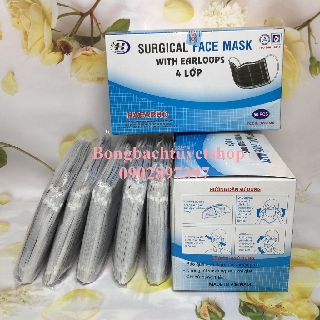 Khẩu trang 4 lớp Hafapro Xám hộp 50 cái - Khẩu trang y tế Hafapro Xám 4 lớp Vải không dệt