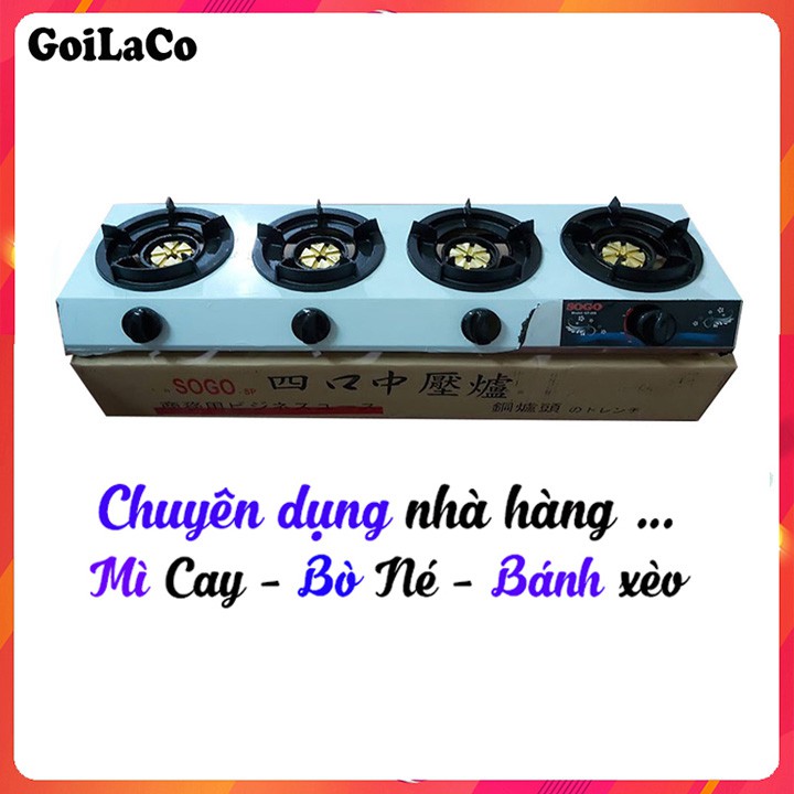 Bộ bếp gas bán công nghiệp khè sogo 4 lò gồm van dây