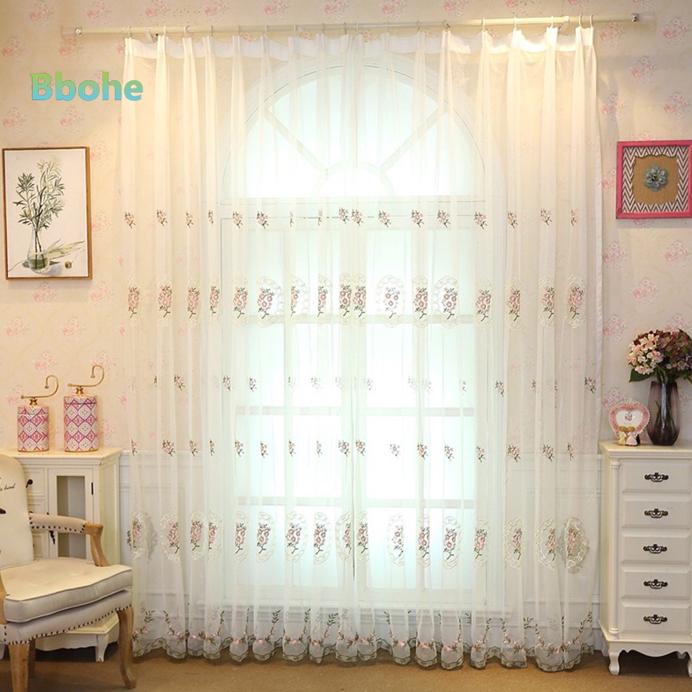 Rèm cửa vải mỏng in hoa lãng mạn