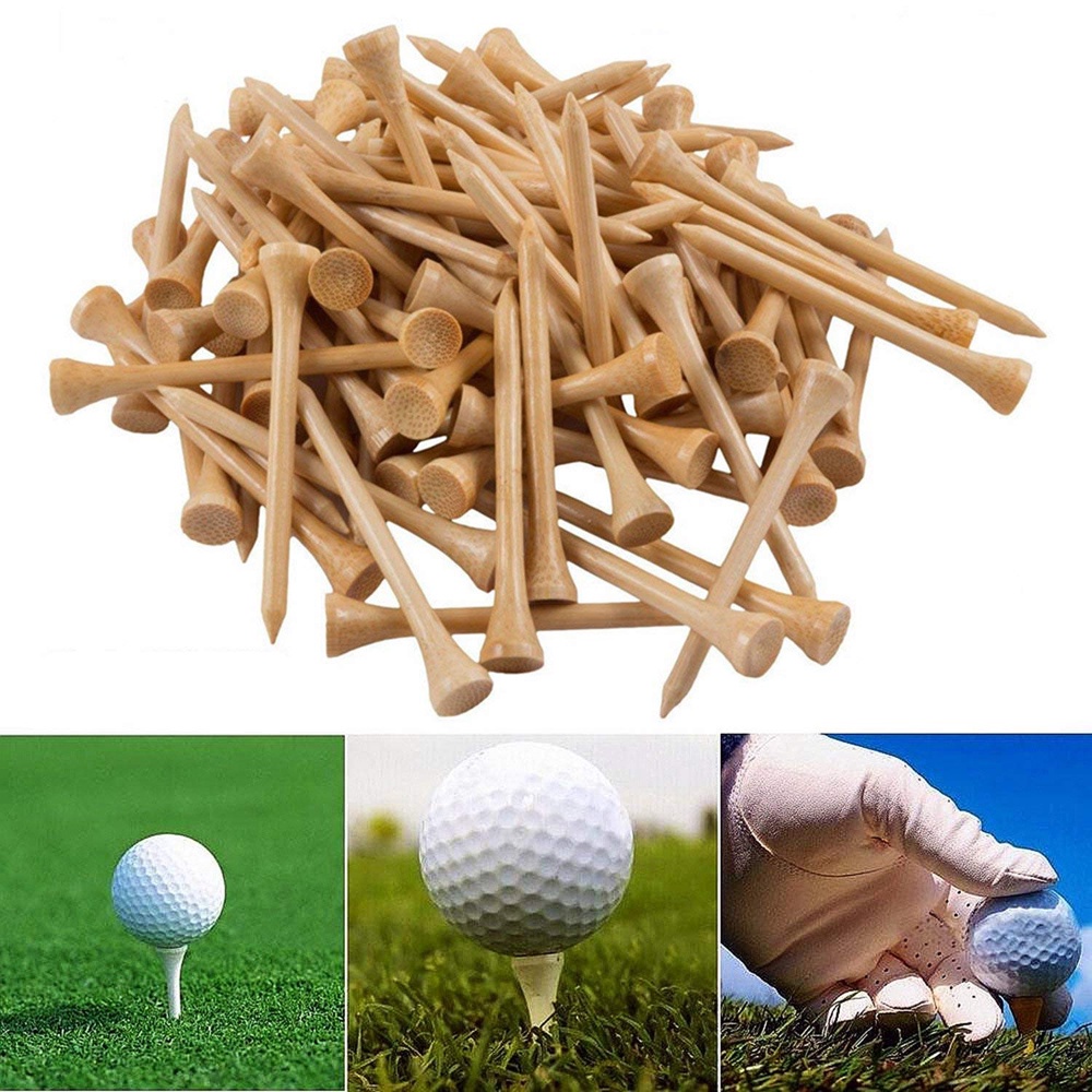 Set 100 tee chơi gôn bằng gỗ tre 42mm/54mm/70mm/83mm chuyên dụng chất lượng cao